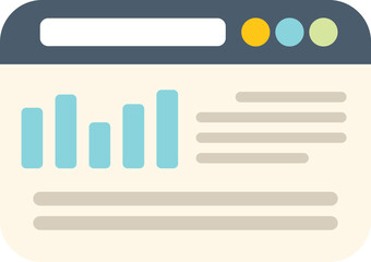 Web page displaying analytics with graph and data analysis, concept of digital marketing and financial administration