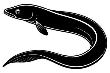 eel fish silhouette, moray eel silhouette vector, japanese eel

