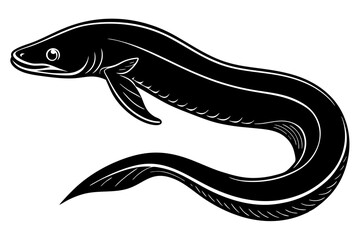 eel fish silhouette, moray eel silhouette vector, japanese eel
