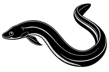 eel fish silhouette, moray eel silhouette vector, japanese eel
