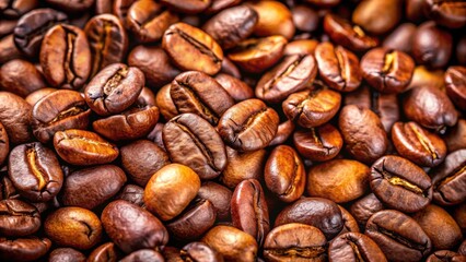 Obraz premium Close up of freshly roasted coffee beans, aroma, caffeine, dark roast, espresso, morning, beverage, energy, java