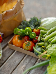vegetables on a wooden table