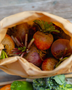 beets in a paper bag