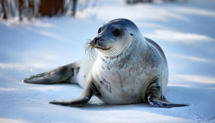 Seal Playing in a Winter Park