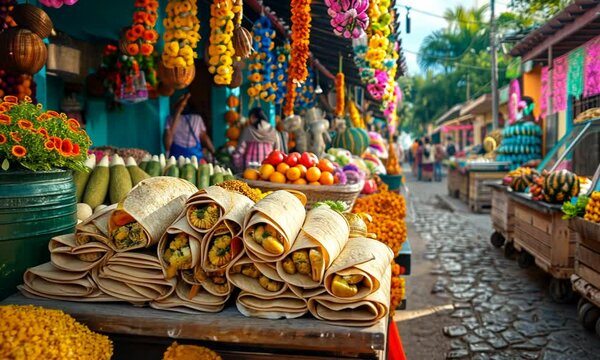 Colorful Display of Traditional Mexican Foods