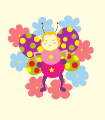 ladybug with flowers