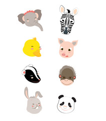 set of funny cartoon animals