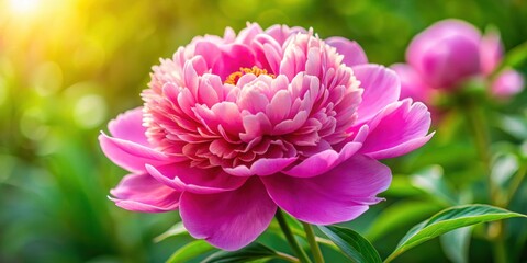 Obraz premium Vibrant close-up of blooming pink peony flowers, perfect for a summery background, peonies, flowers, pink, vibrant