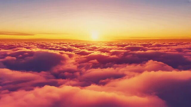 Endless 4K loop animation vibrant sunrise sunset ocean clouds golden sun glowing brightly horizon creating atmospheric breathtaking visual any cinematic