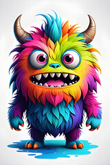 Cute funny monster. Imitation of painting. Stylized image. On a light background.