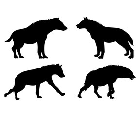 A set of hyena black silhouette