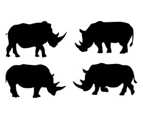 Rhinoceros Silhouette on white background.