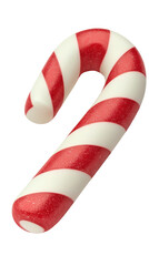 Obraz premium Red and white striped candy cane illustration, featuring a classic festive design. Perfect for holiday themes, Christmas decorations, or sweet treat concepts. Isolated on transparent background, png.