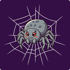 cartoon spider, cute spider, kawaii spider, adorable spider, spider illustration, Halloween spider, spider on web, spooky spider, creepy cute spider, animated spider, digital spider art, cartoon