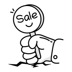 Sale board icon in drawing style 

