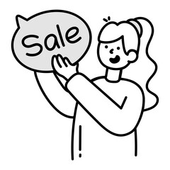 A sketchy icon of sale message 

