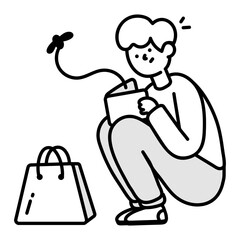Obraz premium Empty wallet icon in sketchy style