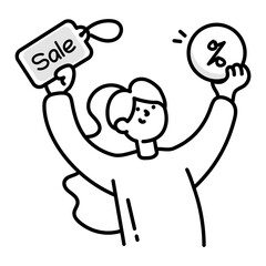 Discount offer icon in sketchy style 

