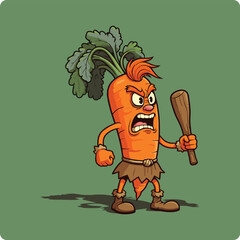 angry carrot, warrior carrot, cartoon vegetable, vegetable warrior, animated carrot, funny carrot, angry food character, vegetable cartoon, carrot with weapon, savage carrot, battle carrot