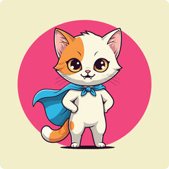 super cat vector, superhero cat, cartoon superhero animal, cat logo design, cat character design, cute cat with cape, animated cat illustration, superhero kitten, adorable cat drawing, cat mascot