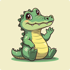 baby alligator illustration,  cute alligator cartoon, smiling crocodile drawing, cartoon alligator vector, alligator kids illustration, friendly crocodile clipart, kawaii alligator, cute gator drawing