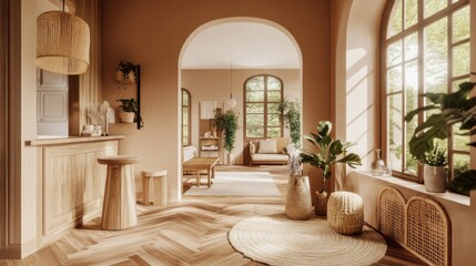 Minimalist Scandinavian Living Room with Blank Canvas for Customization and Copy Space - Serene Interior Design Concept