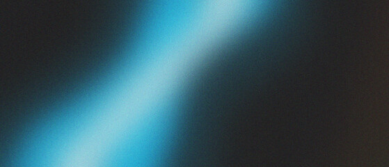 Cyan blurred gradient on dark grainy background, glowing light spot, copy space