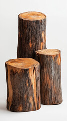 Fototapeta premium 3 tree stumps on white background