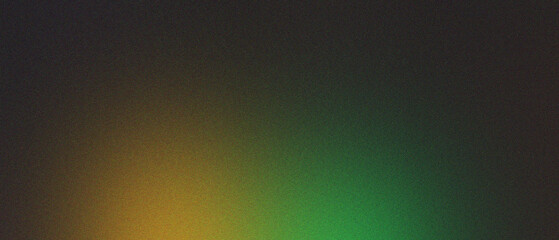 Green yellow blue blurred gradient on dark grainy background, glowing light spot, copy space