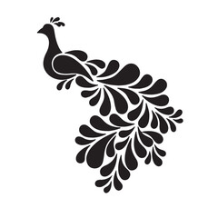 Vector seamless black and white pattern with birds.