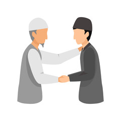 handshaking illustration, old man and adolescent 