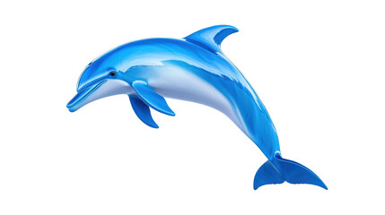 Fototapeta premium 3D illustration of a blue dolphin, featuring a smooth finish and a sleek design. Represent the ocean animal in an elegant and playful pose. Isolated on transparent background, png.