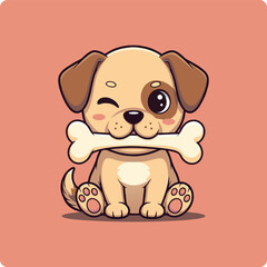 cute puppy, cartoon dog, kawaii puppy, adorable dog, puppy with bone, winking puppy, digital dog illustration, puppy drawing, animated dog, dog clipart, funny puppy, happy dog, pet cartoon, dog lover