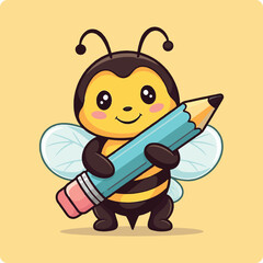cute bee, cartoon bee, honey bee, kawaii bee, adorable bee, bee with honey, bee and flower, smiling bee, happy bee, honeycomb bee, buzzing bee, bee vector, bee clipart, bee drawing, bee digital art