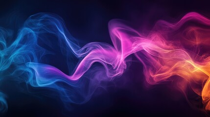 Abstract mysterious background with dark swirling fog, glowing neon lines, and soft misty patterns, creating a sense of eerie intrigue