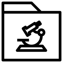 Microscope Folder Icon Outline Style. Simple Organize Symbol Vector Illustration.