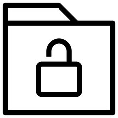 Unlock Folder Icon Outline Style. Simple Organize Symbol Vector Illustration.