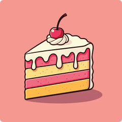 cake slice, delicious cake, layered cake, vanilla cake, strawberry cake, cherry on top, whipped cream cake, sweet dessert, bakery fresh cake, birthday cake, wedding cake, gourmet cake, moist cake