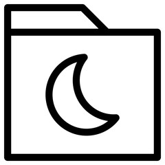 Night Folder Icon Outline Style. Simple Organize Symbol Vector Illustration.
