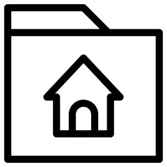 Home Folder Icon Outline Style. Simple Organize Symbol Vector Illustration.