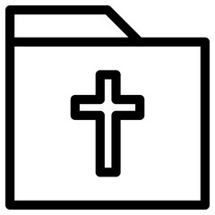 Cross Folder Icon Outline Style. Simple Organize Symbol Vector Illustration.