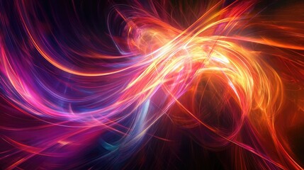 Beautiful abstract background with swirling dynamic lines, vibrant colors, and light trails, creating a lively and energetic atmosphere