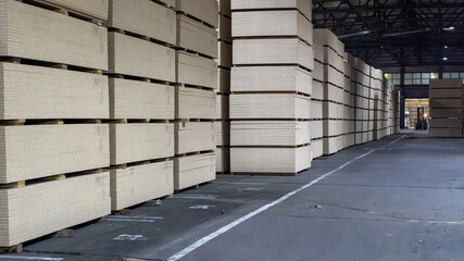 A warehouse full of wood planks