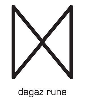 Dagaz rune. Dawn day symbol. Mystical, esoteric, occult, magic glyphs. Icon black color
