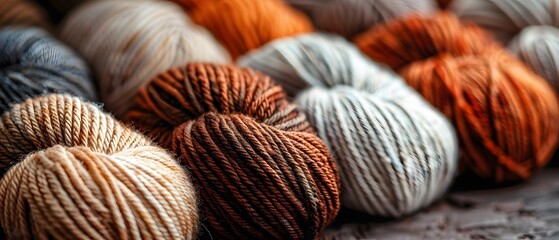 Vintage wool yarn balls for knitting hobby