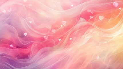 Obraz premium Stunning abstract lovely background with flowing lines, pastel colors, and delicate hearts, perfect for romantic and heartfelt designs