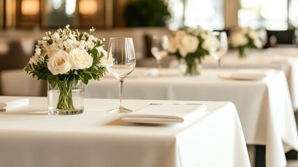 Efficient cleanup crew in a luxury dining setup, state-of-the-art equipment being used, pristine tables and polished environment