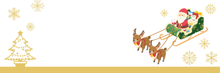 アイソメトリックで描いたサンタクロースのクリスマスバナー（ベクター）