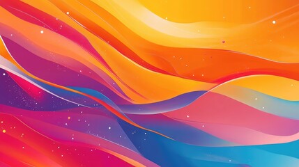 Abstract lively background with playful splashes of color, vibrant gradients, and smooth flowing lines, evoking a joyful and fun mood
