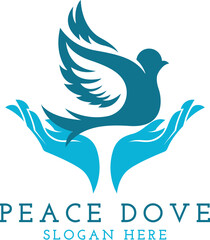 Helping peace dove logo design with vector hands